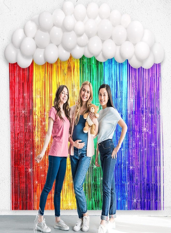 ojustbeok Rainbow Party Backdrop Balloon Arch Kit - Cloud Birthday Photo Props Booth Backdrops, Balloon Garland, Fringe Curtains for Wedding, Baby Shower Decor, Photography Supplies - Image 5